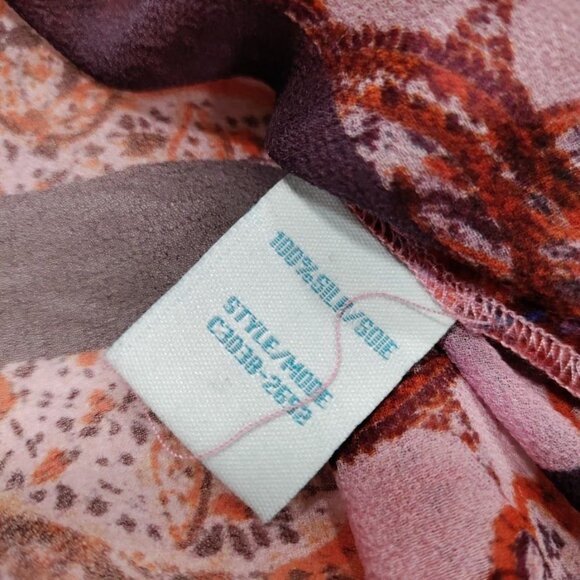 Charlie Jade Silk Womens Paisley Print Boho Tunic Dress M Pink & Red - Picture 5 of 9